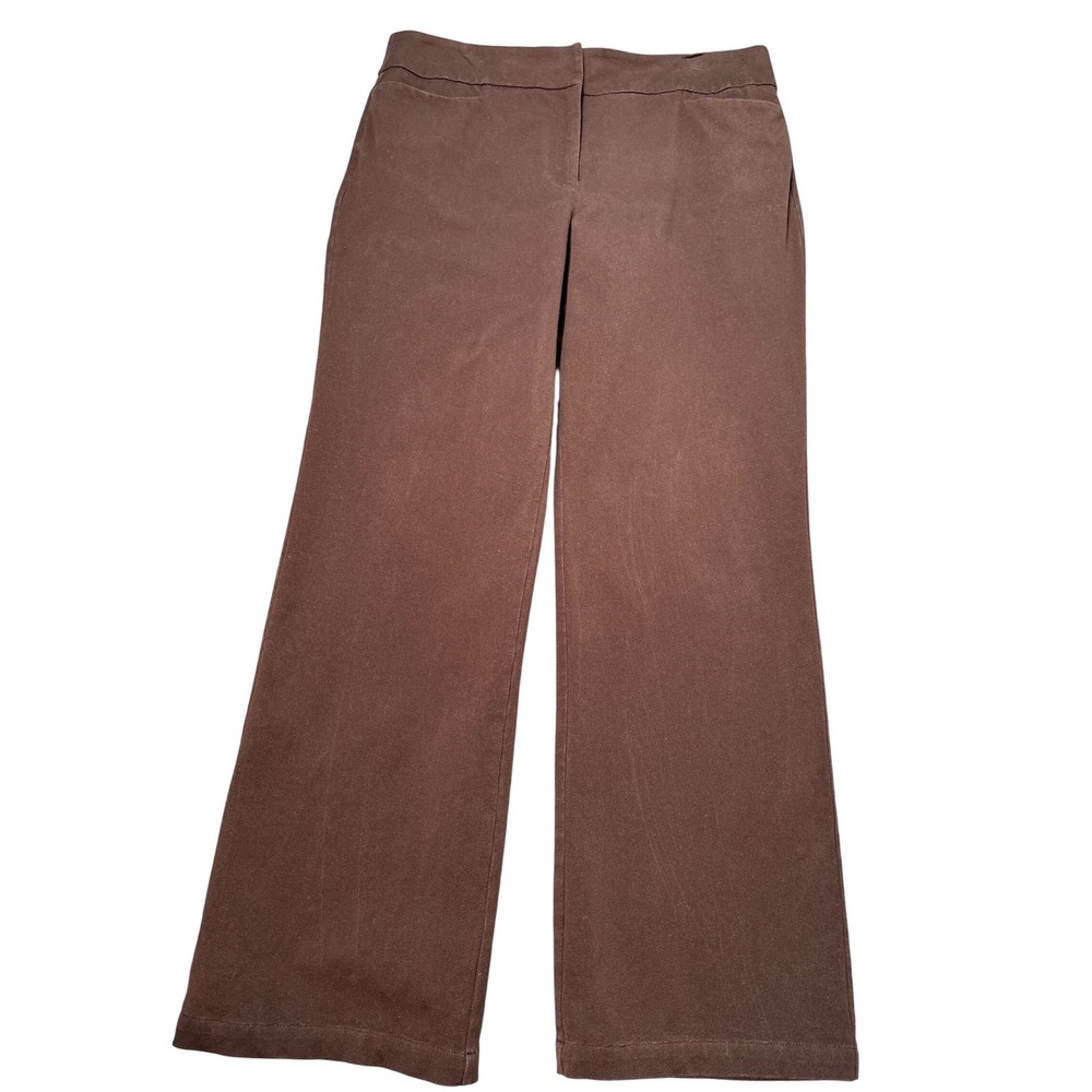 Chicos Chocolate Brown Wide Leg Stretch Pants Casual Office Academia Size 3 / 16